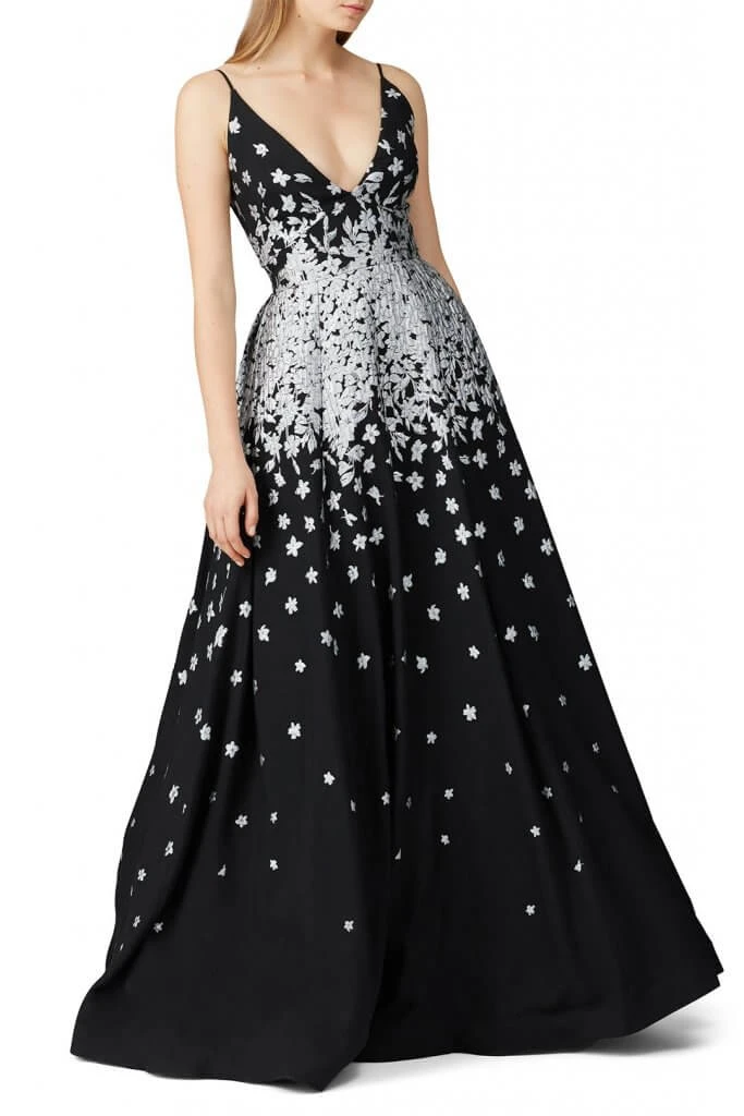 Silver Metallic Jacquard Gown