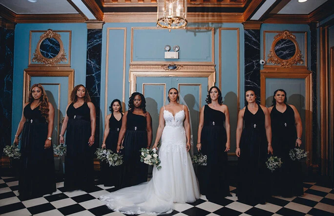 martina liana bride with bridesmaids - style 906 by martina liana