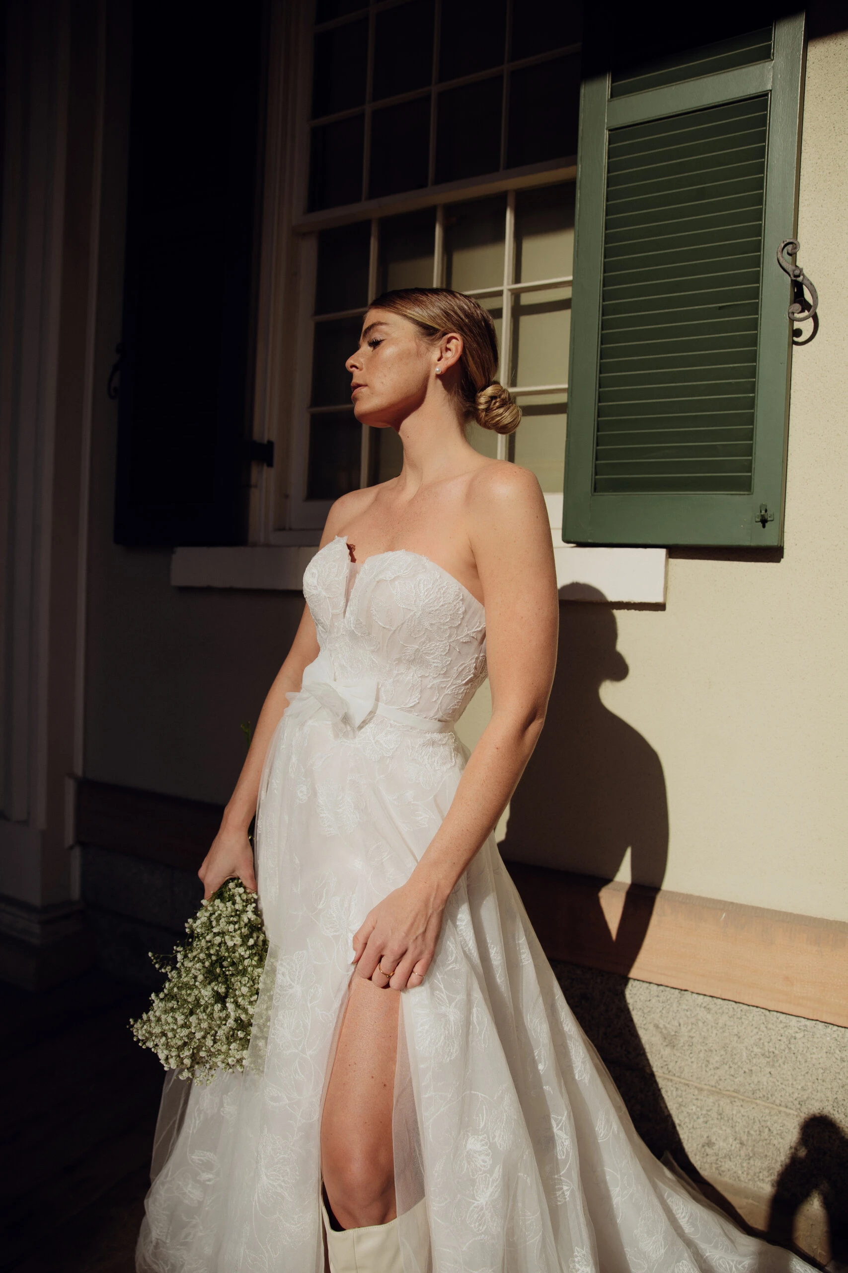 floral embroidered wedding dress with notched neckline - D3568 by Essense of Australia