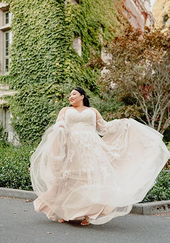 plus size ballgown wedding dress with lace off the shoulder sleeves - 7521+ by Stella York