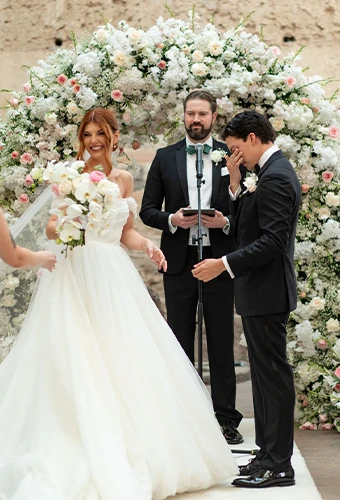 Real bride Merisha exchanging vows with husband