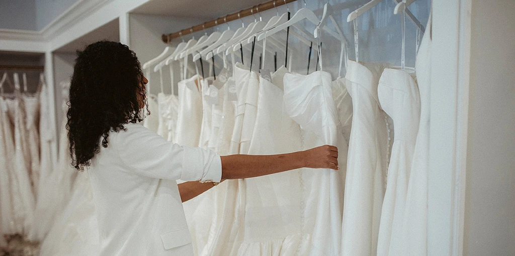 Bride wedding dress shopping
