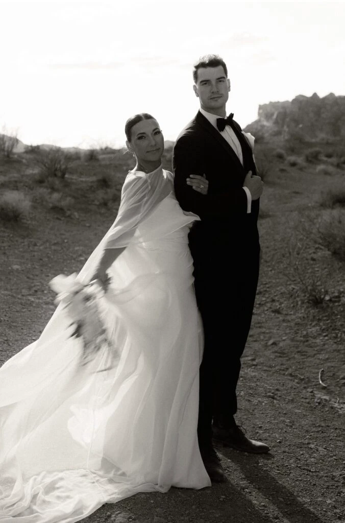 True bride Erica posing with her husband