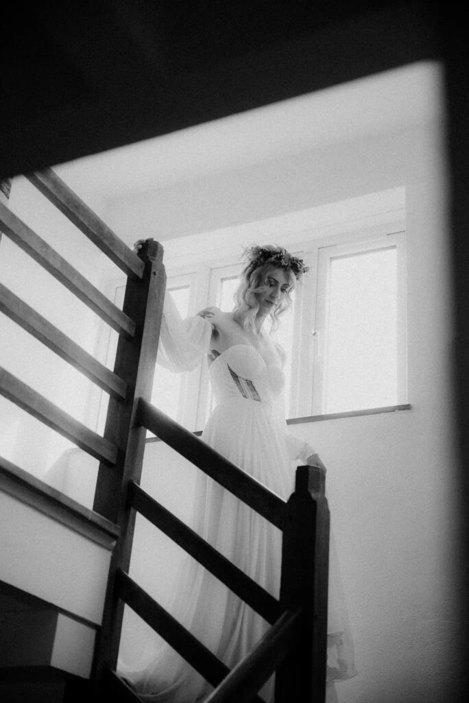 Real bride Georgie posing in her wedding dress