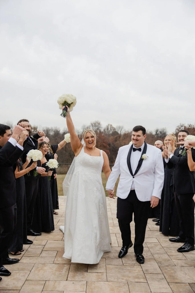 Real bride Alicia celebrating with her husand