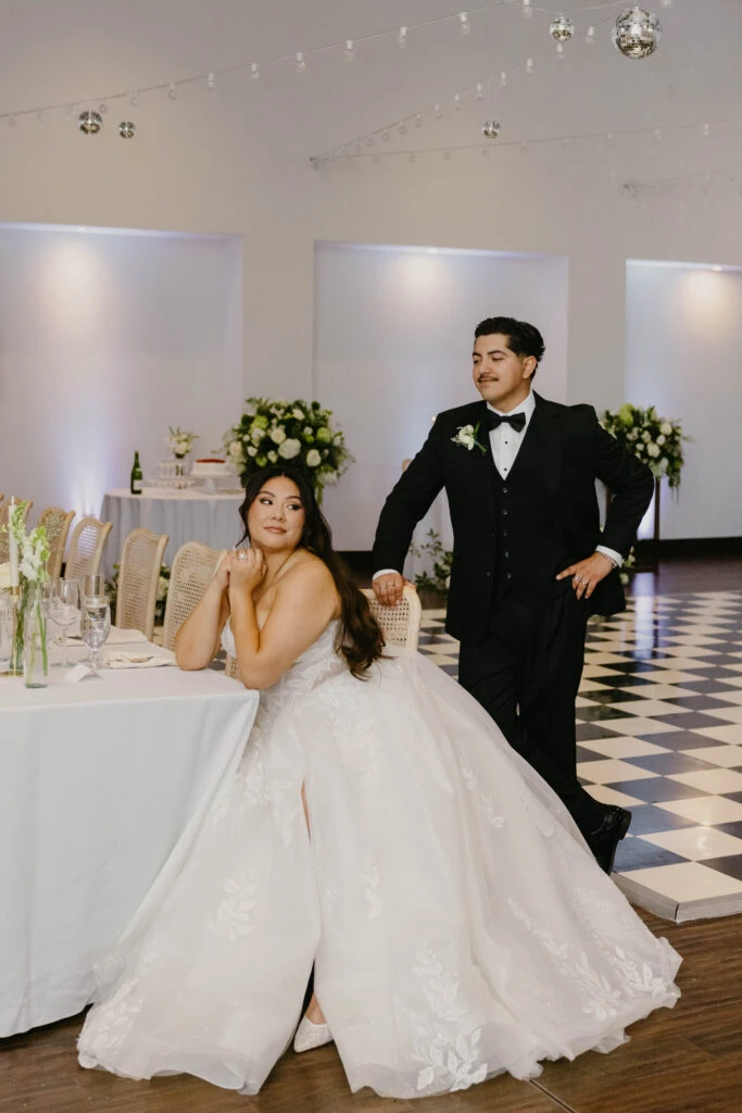 Real bride Maria posing with her husband