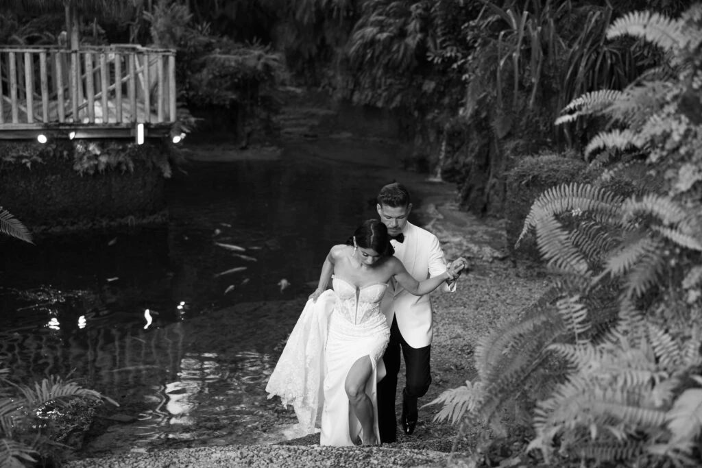 Real bride Jackie posing with her husband