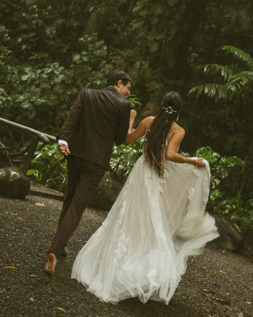 Real bride Daniela posing with her husband