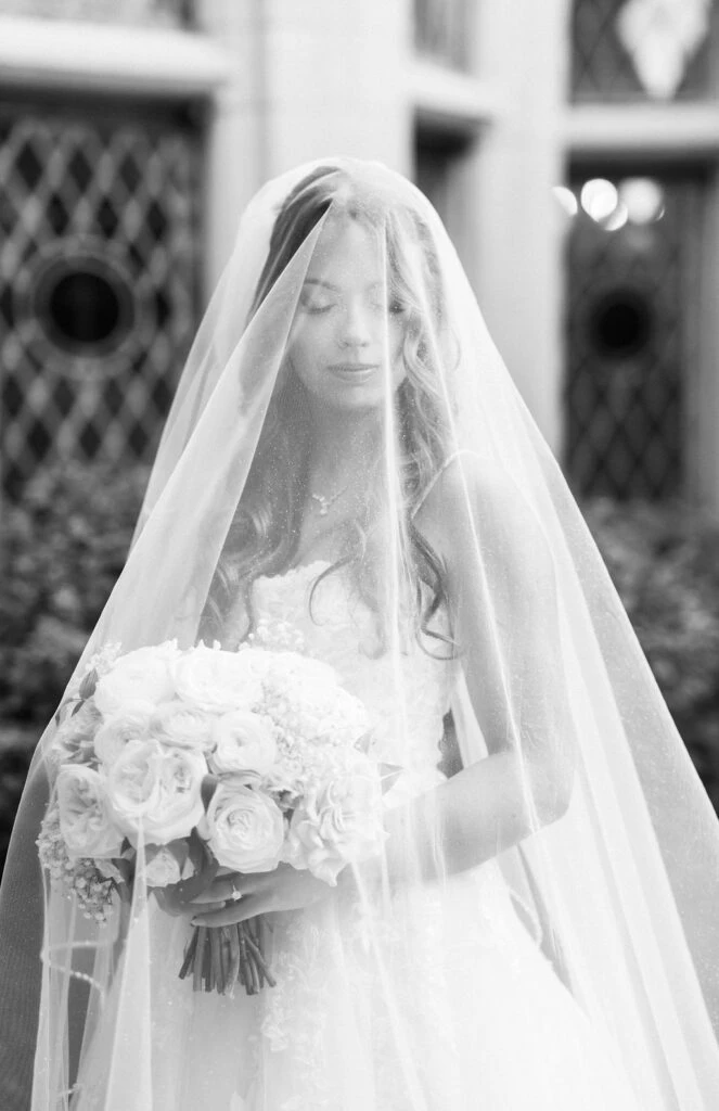 Real bride Janet posing in her wedding gown