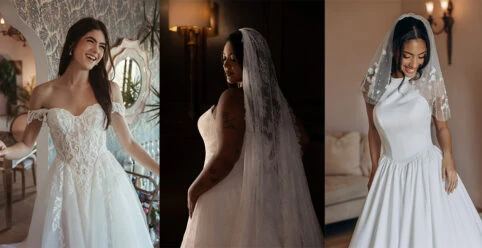 Brides wearing wedding dresses