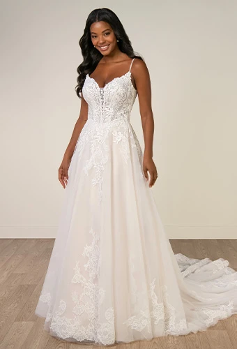 White A-line wedding dress with beaded bodice - Style SY8293 by Stella York