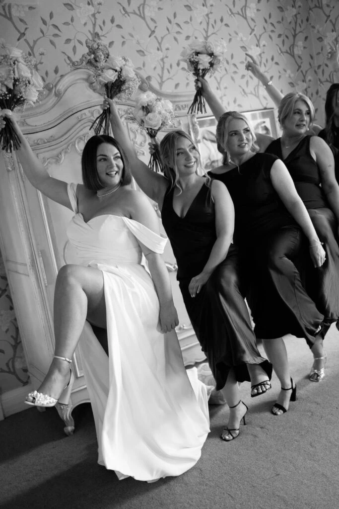 Real Bride Nicole and her bridesmaids celebrating