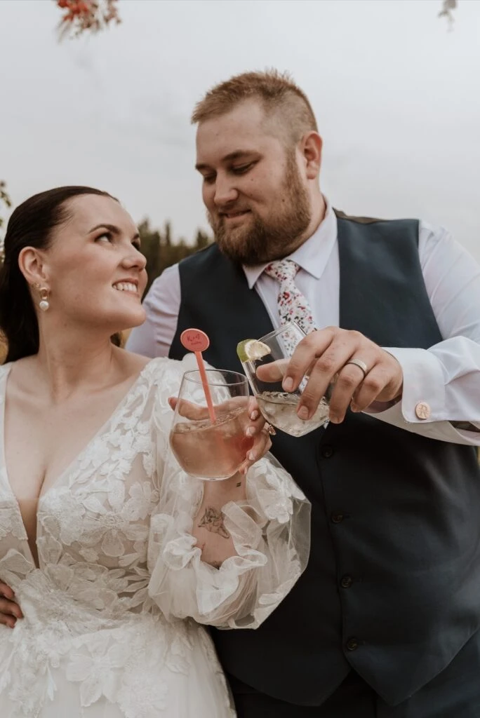 Real bride Kylie posing with her husband
