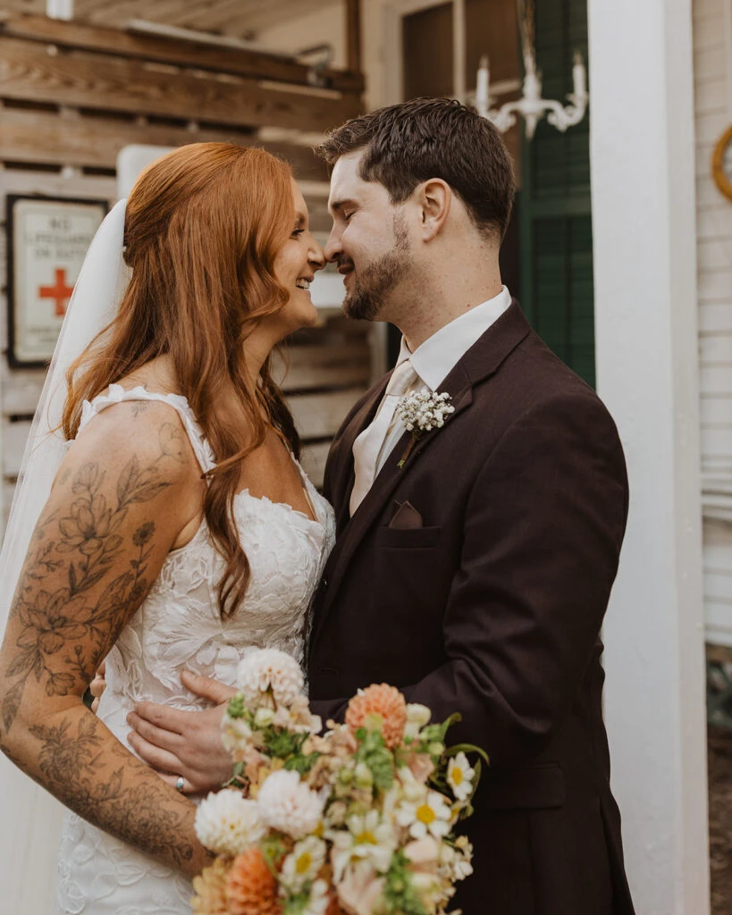 Real bride posing with her husband