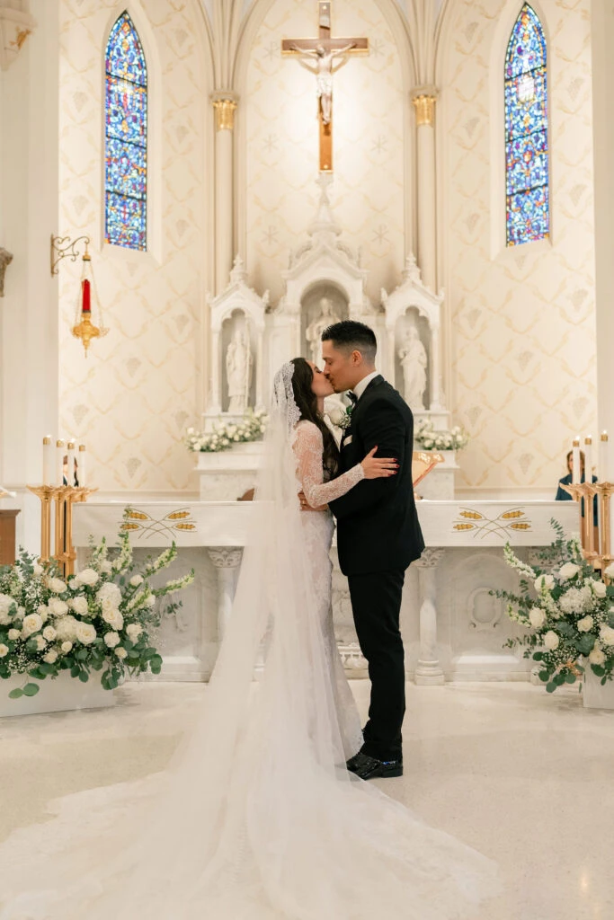 Real bride Lexie embracing her husband