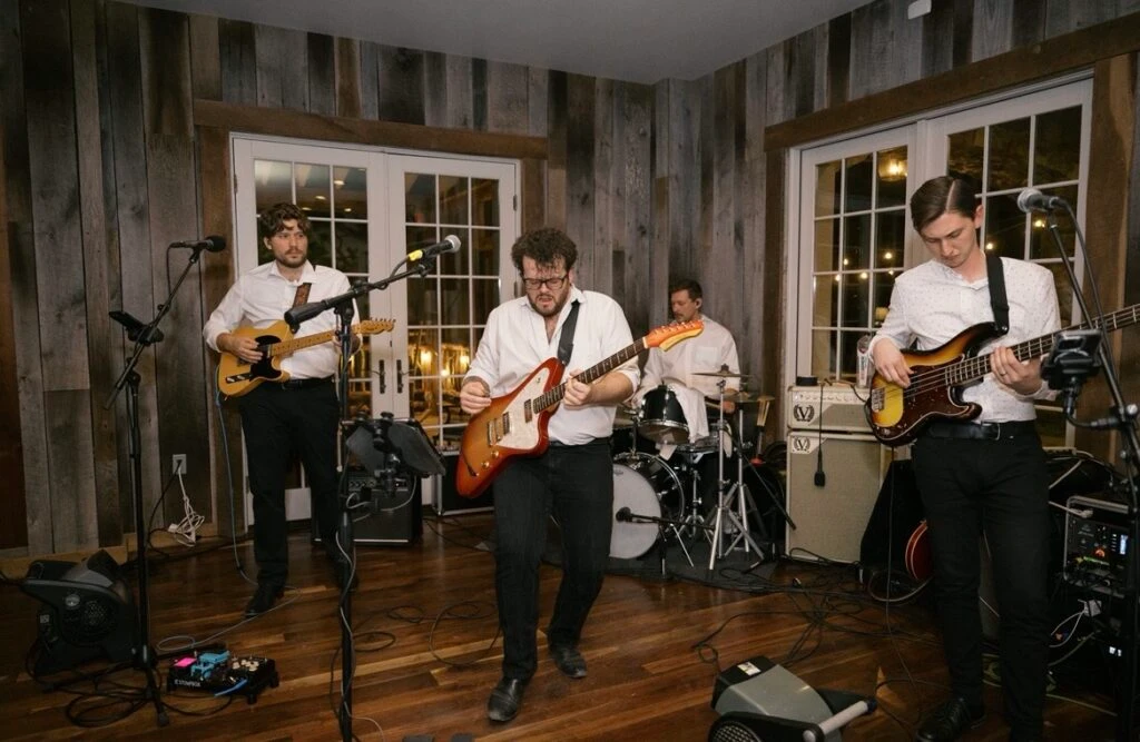 Real bride Sarah's live band at her wedding reception