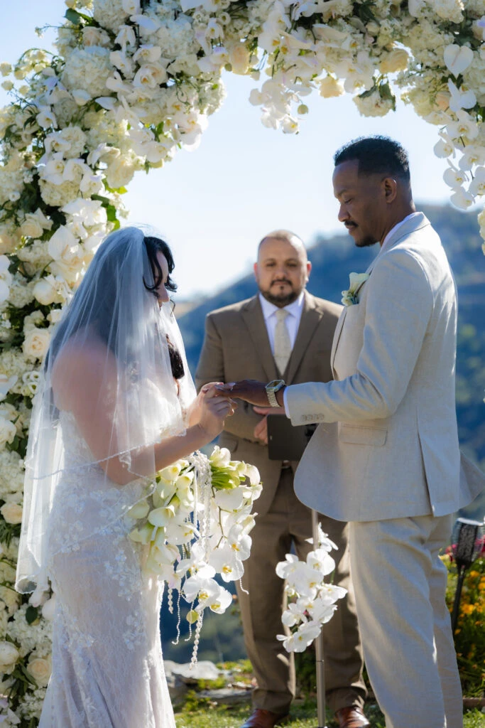 Real bride Perlissa with her husband at the altar