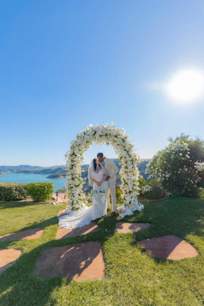 Real bride Perlissa embracing her husband