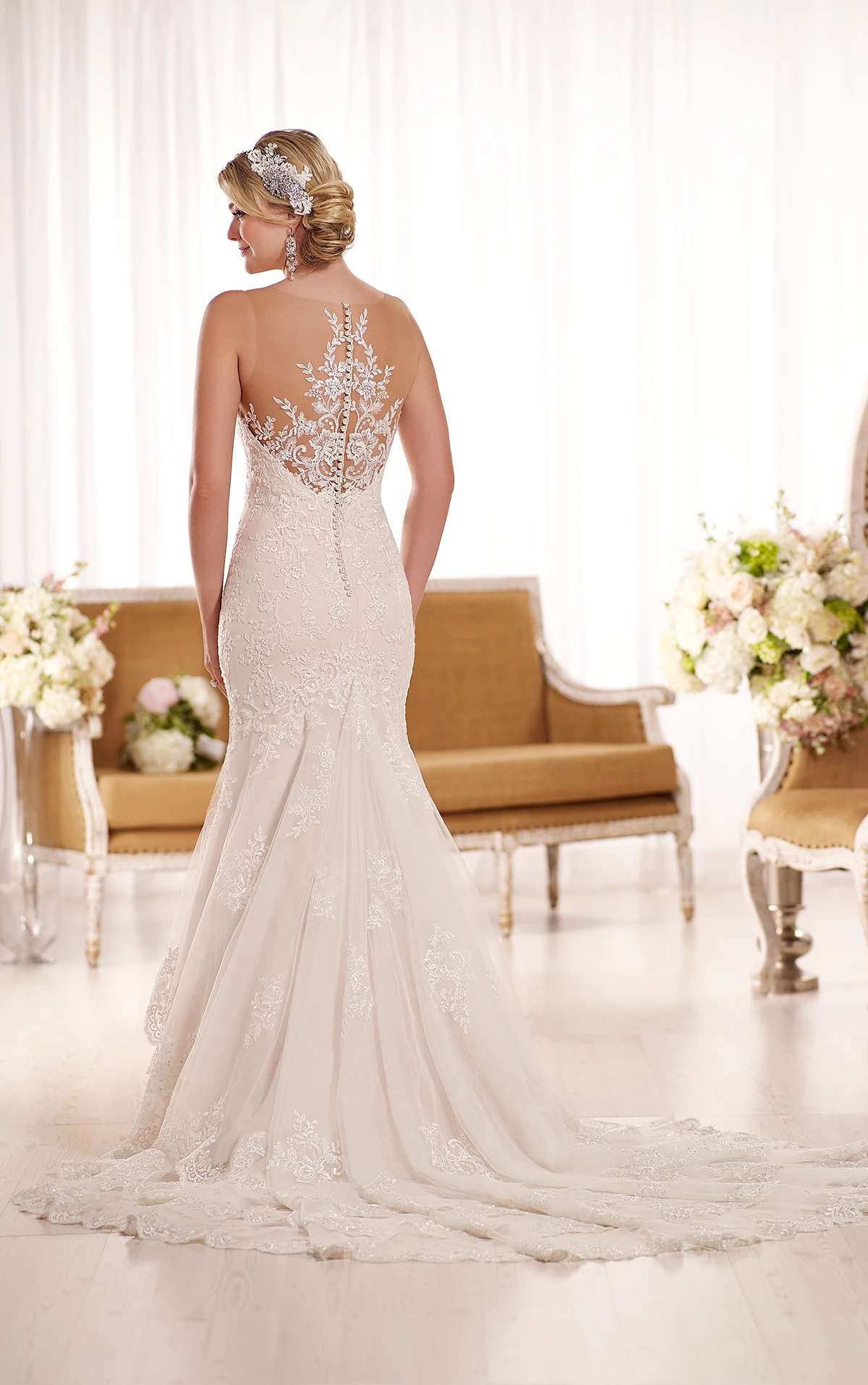 Wedding Dresses | Vintage Fit-and-Flare Wedding Dress With Illusion Lace  Neckline | Essense of Australia