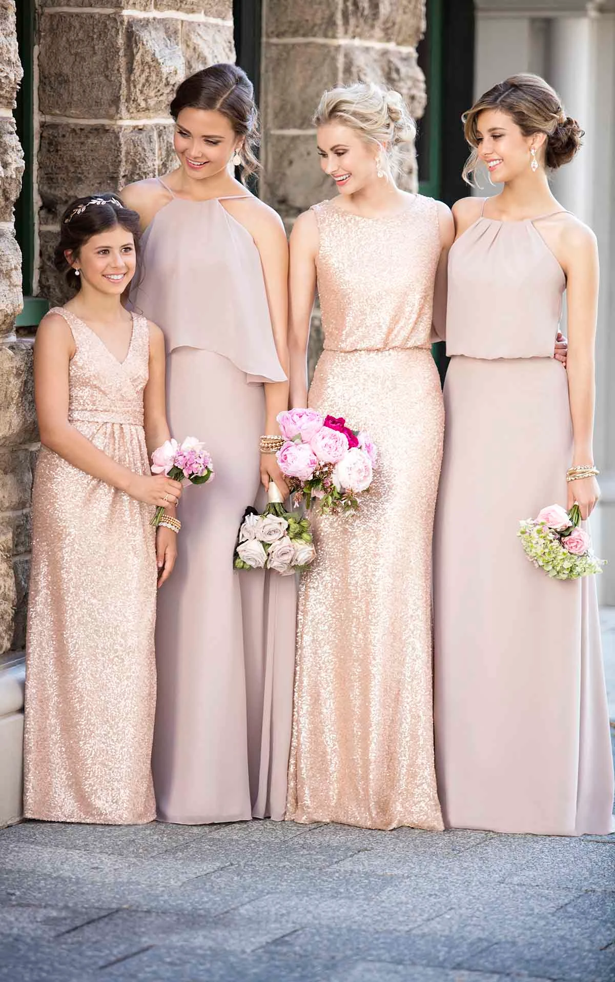 long sequin blouson bridesmaid dress Allover Sequin Blouson Tank Bridesmaid Dress