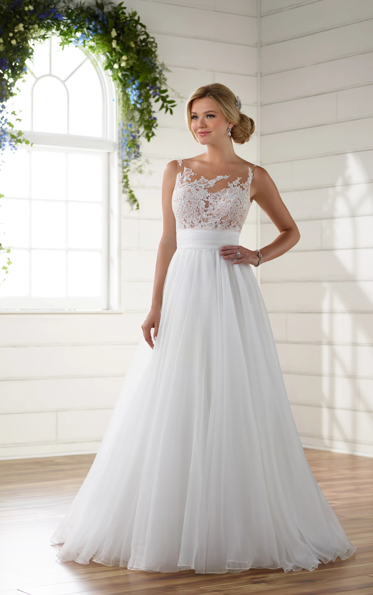 asymmetric neckline wedding dress Elegant Column Asymmetrical Neck Court Train Draped Satin Wedding Gues –  VOS LEE main image 1