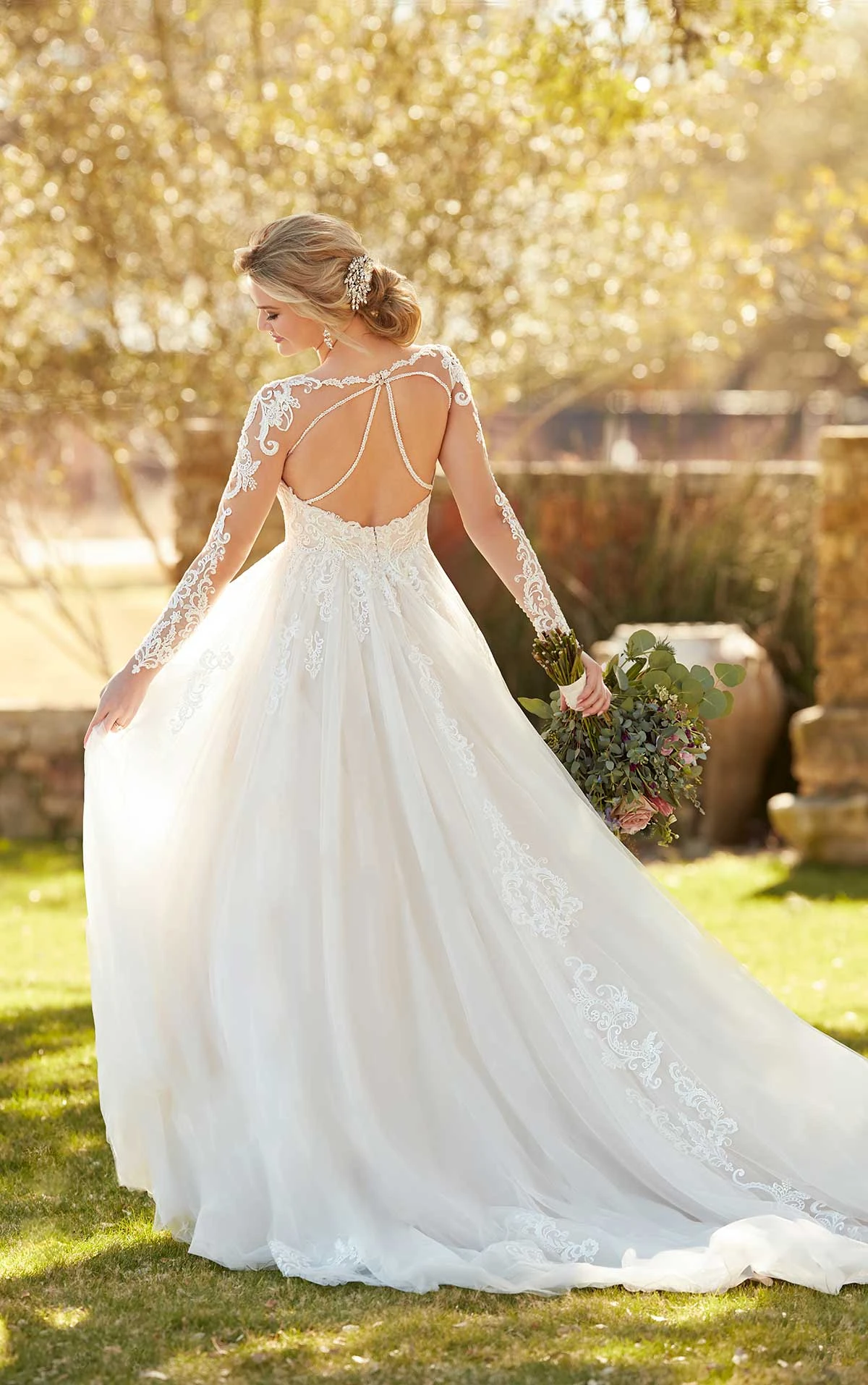 essense of australia long sleeve wedding dress Chic Long Sleeve Sheath Wedding Dress