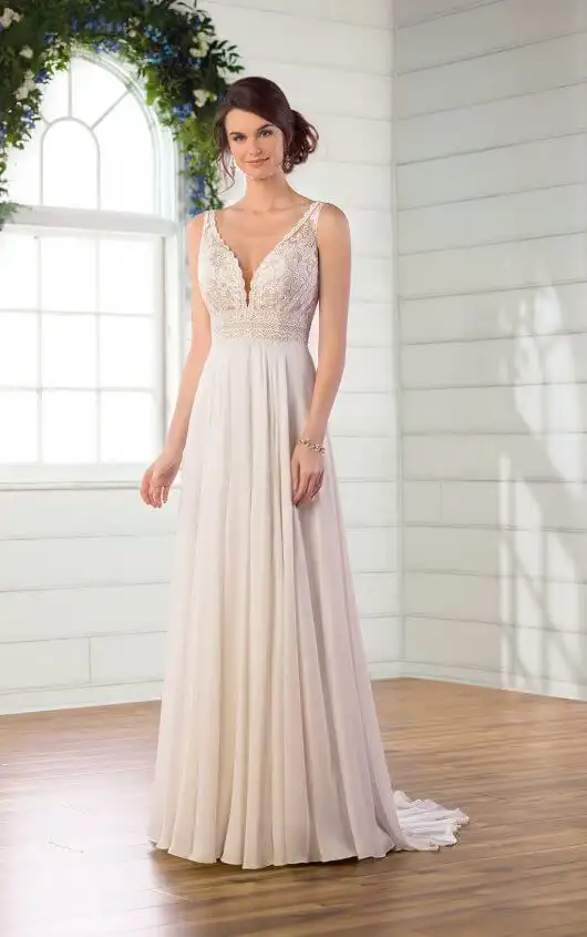 d2971 V-Neck Sheath Beach Wedding Dress  by Essense of Australia