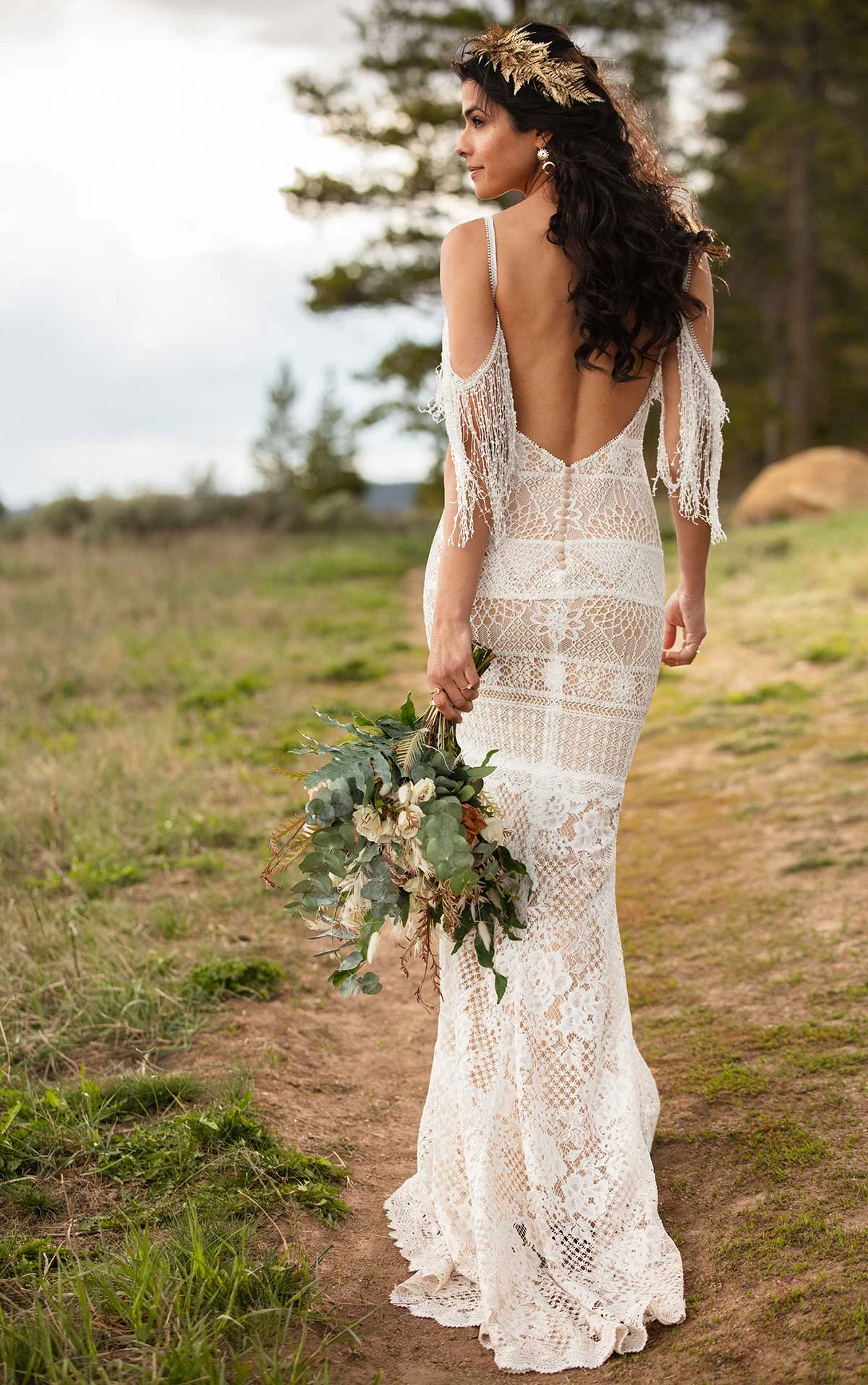 asher Unique Boho Lace Wedding Dress by All Who Wander