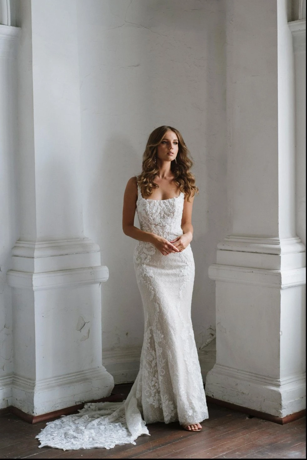 Sleek Crystal-Encrusted Bridal Gown 