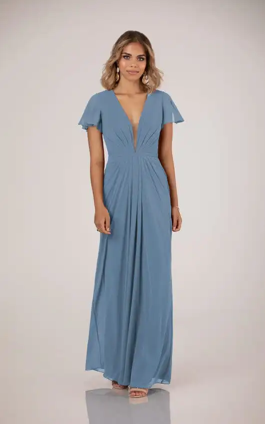 Deep V-Neckline Bridesmaid Dress with 