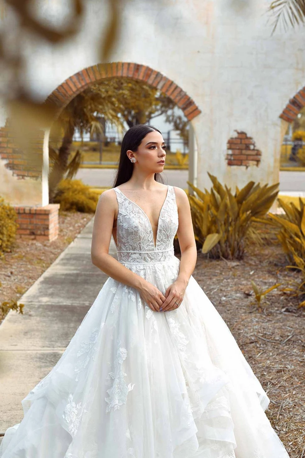 Floral Lace Ballgown Wedding Dress with 