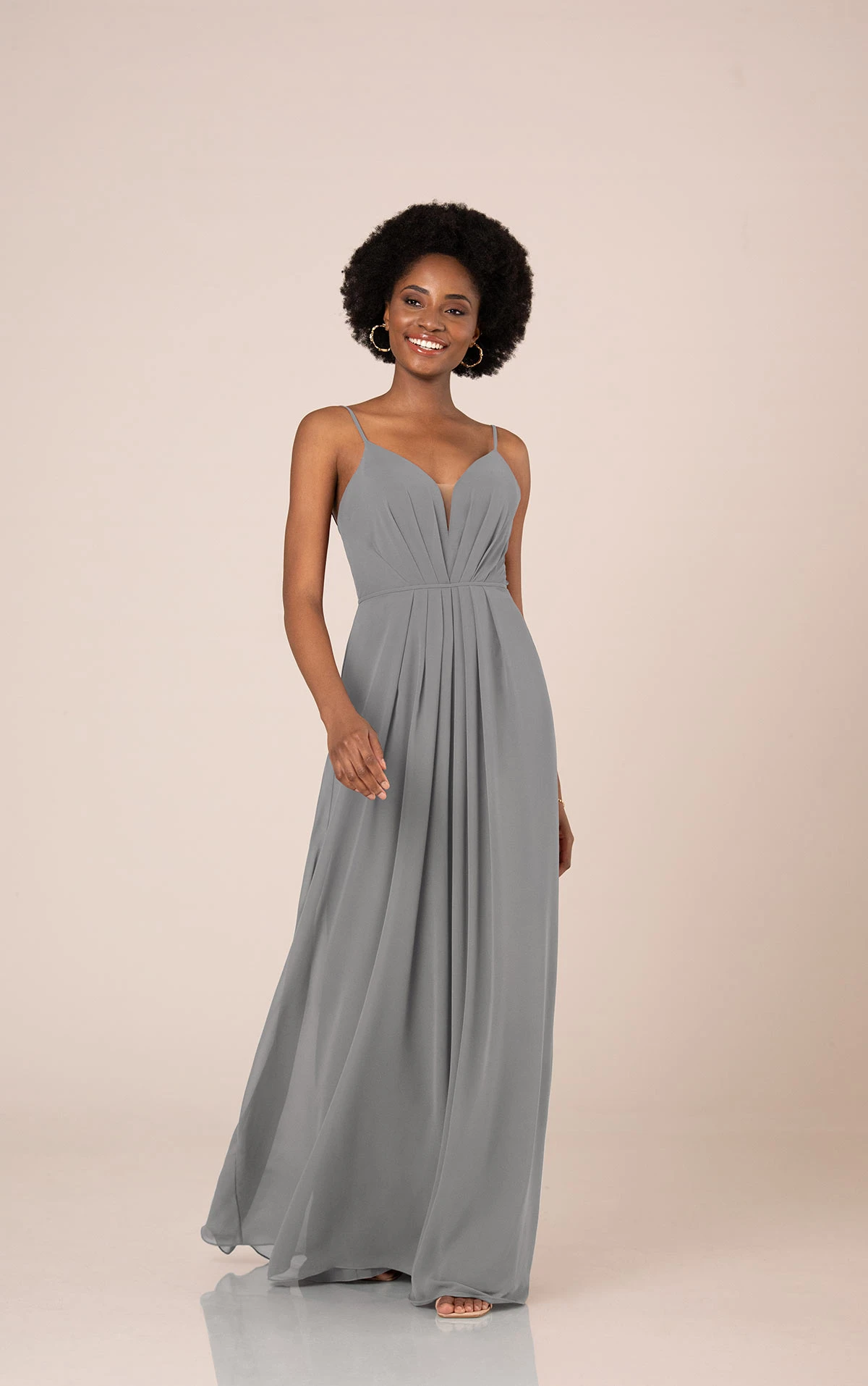 Simple V-Neckline Chiffon Bridesmaid Dress with Pleated Skirt | Sorella ...