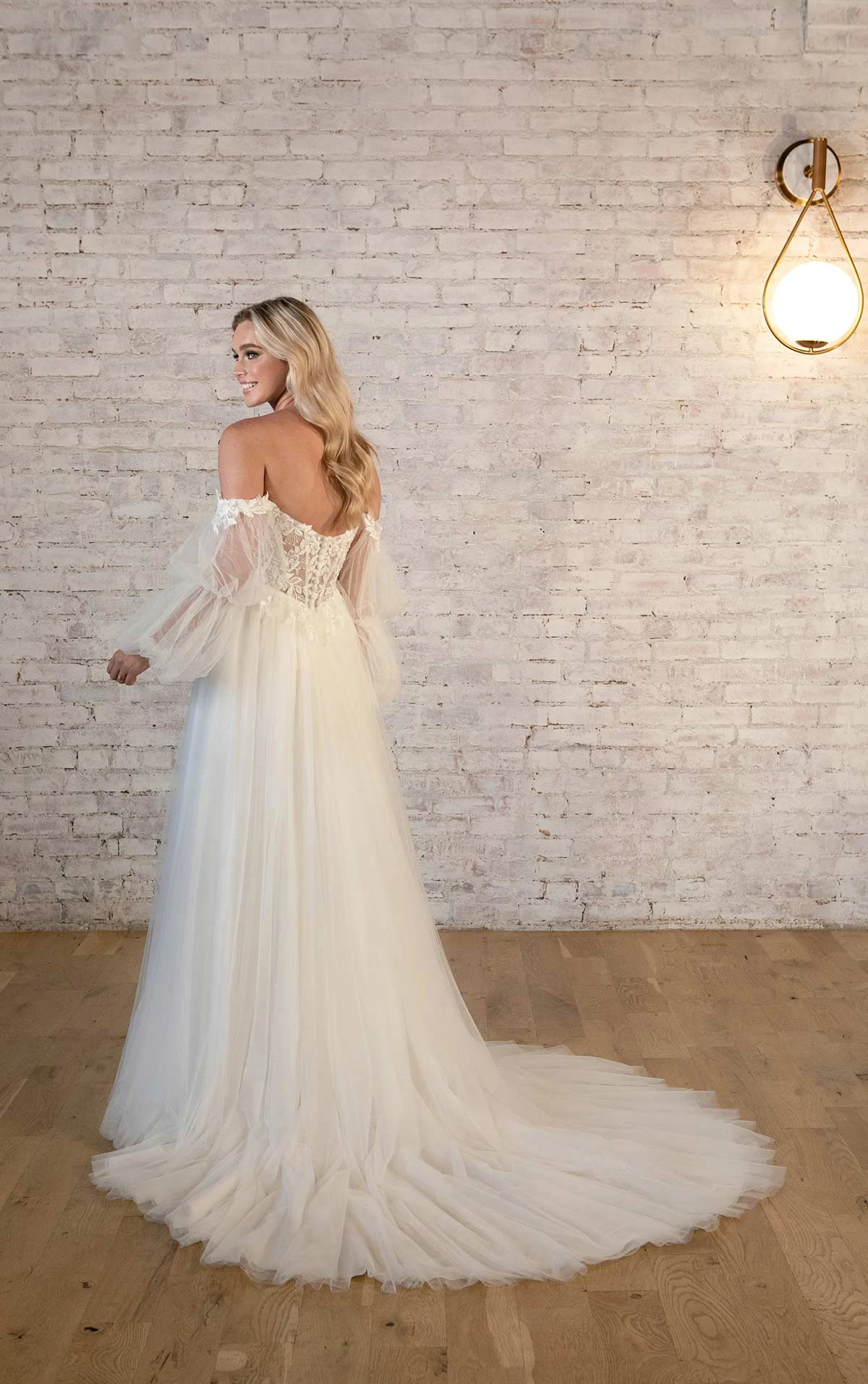 Long Sleeve Off the Shoulder Wedding Dress True Society Bridal