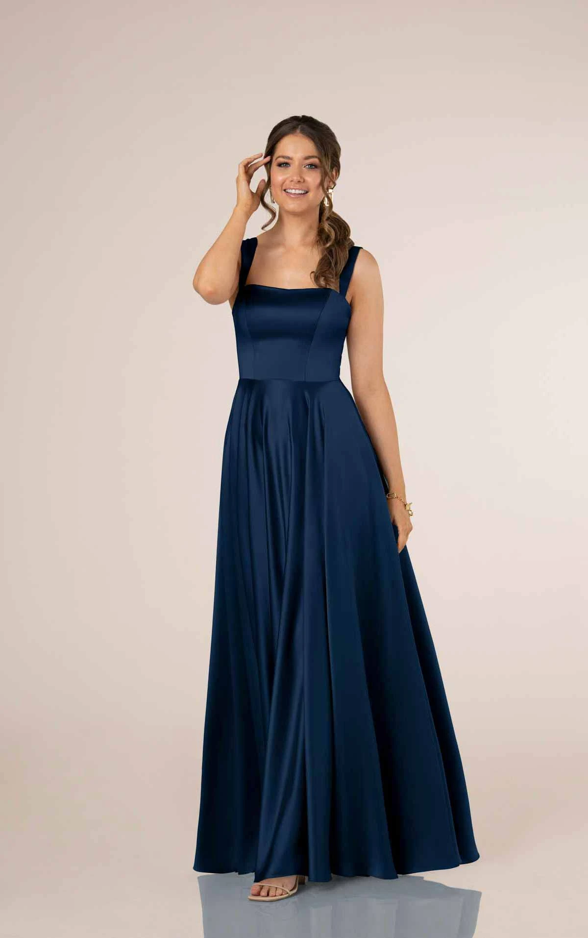 Charmeuse A-line Bridesmaid Gown with Thick Straps