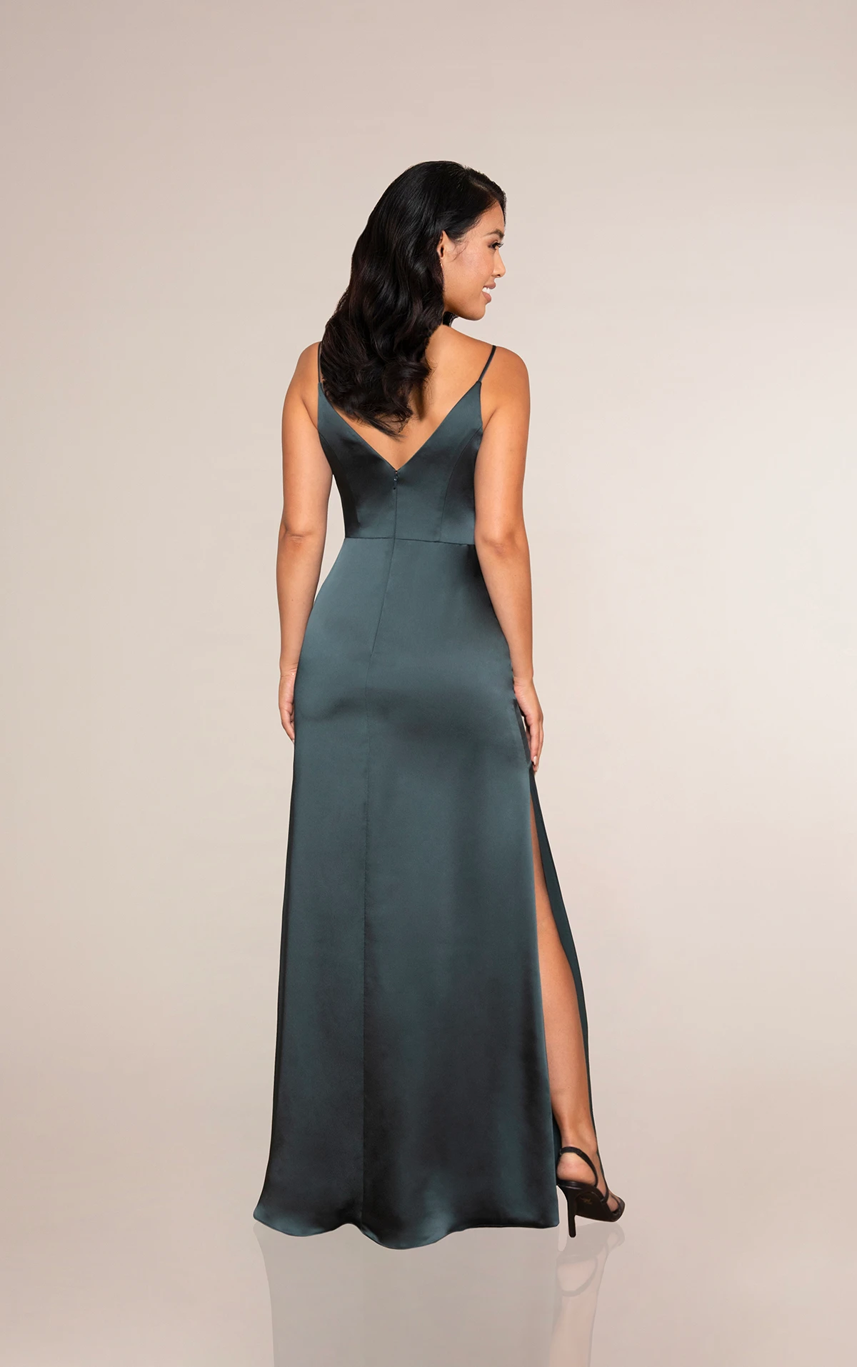 V-neck Spaghetti Straps Elegant Bridesmaid Dress Jade Plus Size