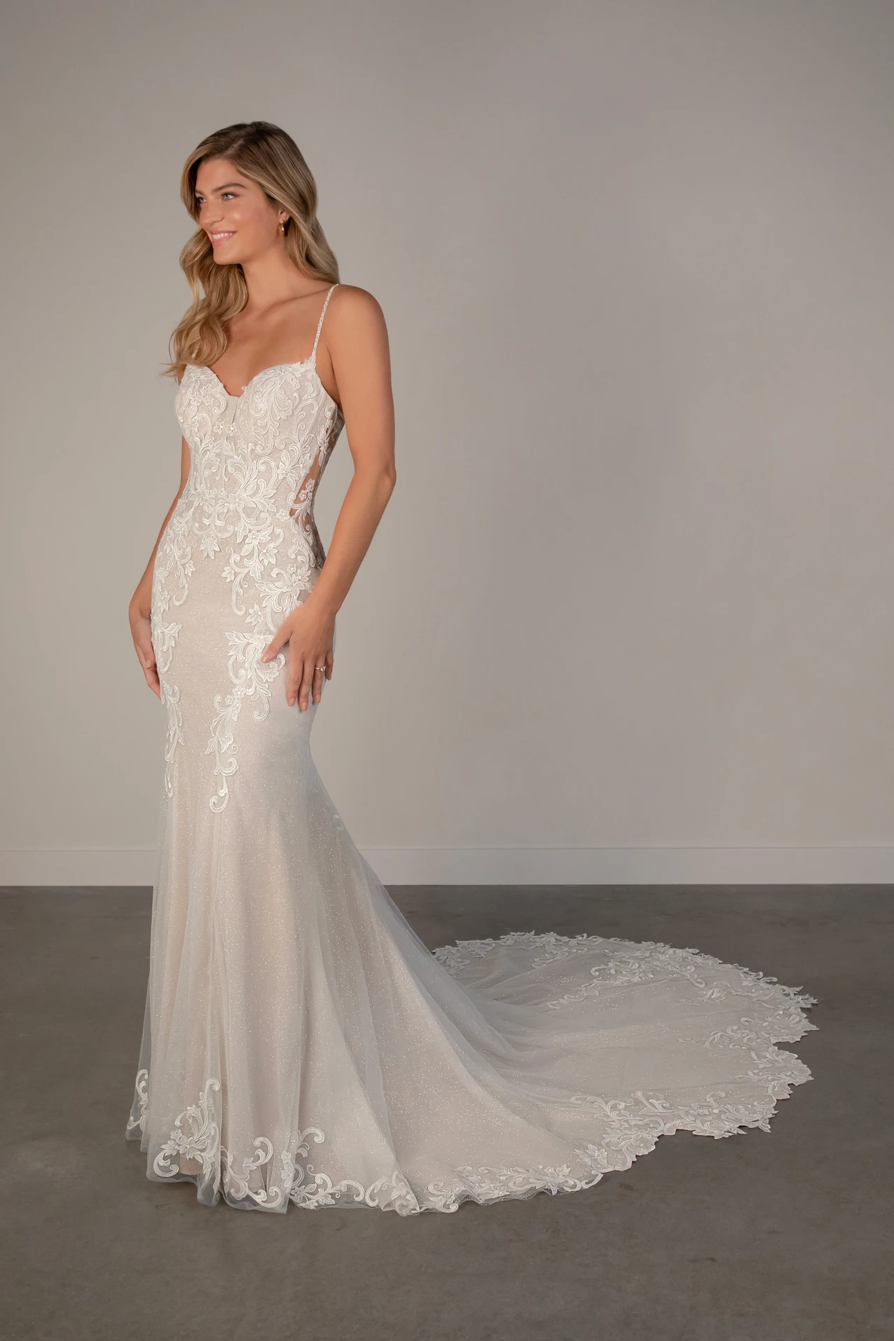 Sparkle Lace Fit-and-Flare Wedding Dress with Train, PA1374, byOxford Street