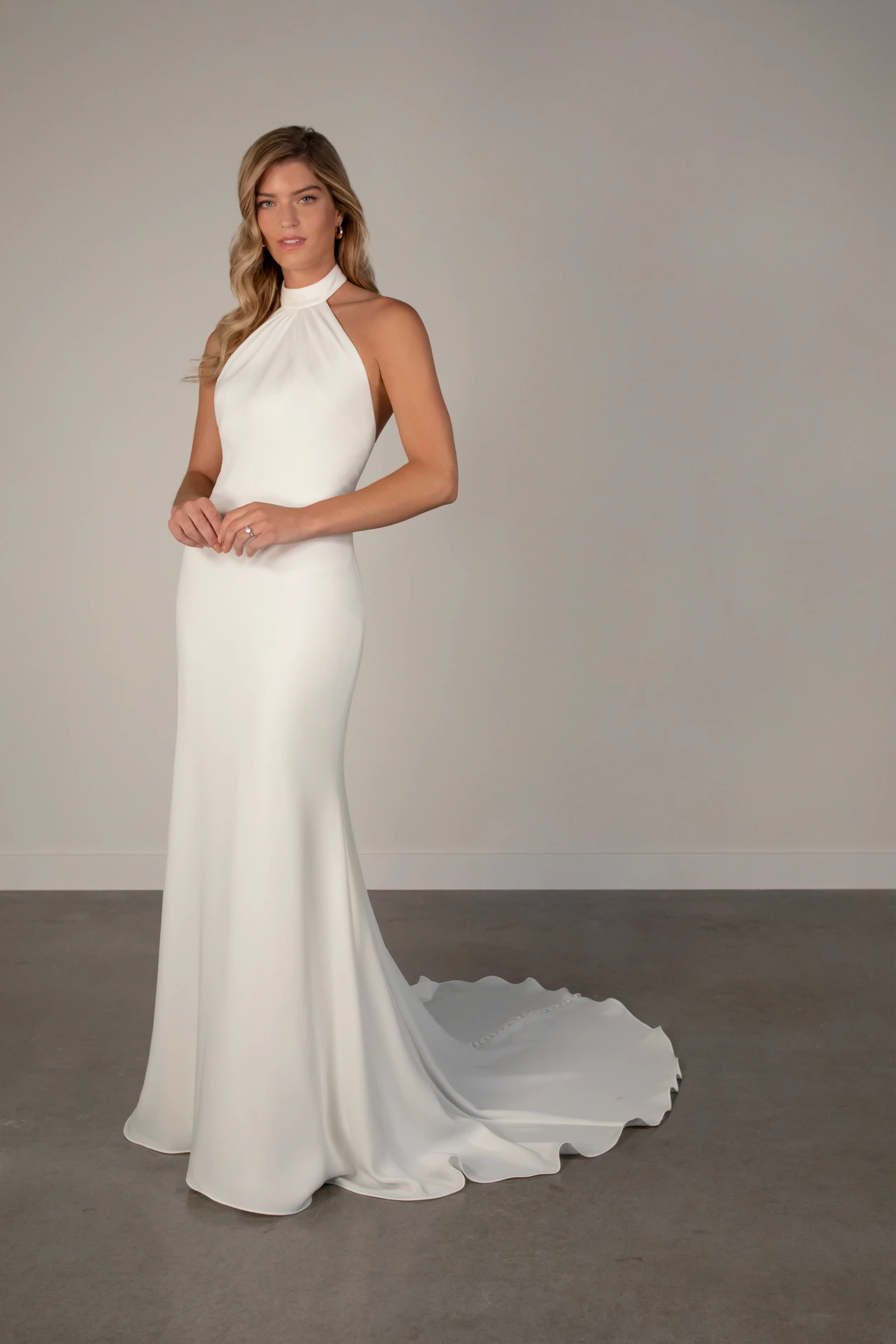 Backless Sheath Wedding Dress in Crepe, PA1375, byOxford Street