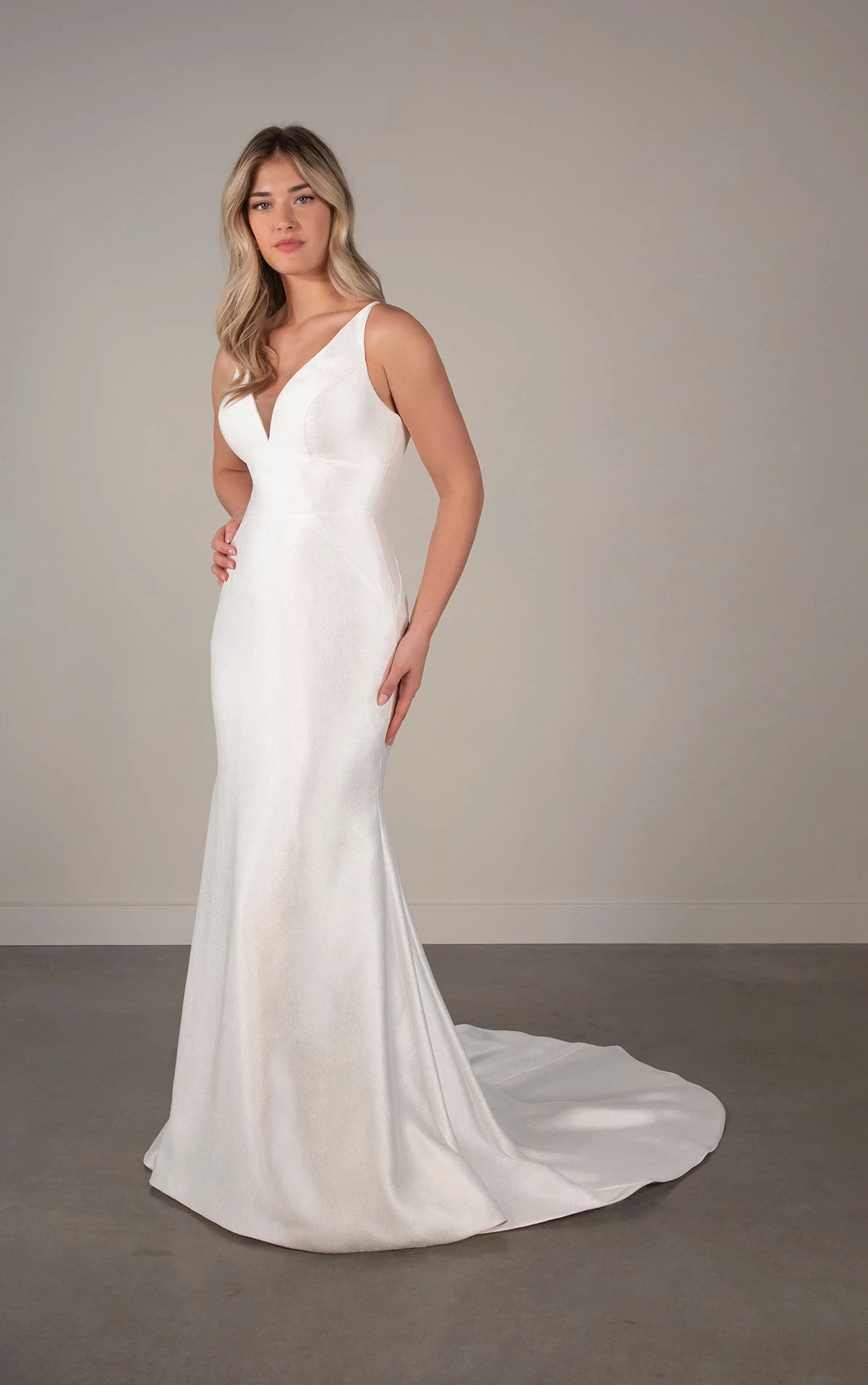 Sheath Wedding Dress with Straps in Satin Mikado, PA1415, byOxford Street