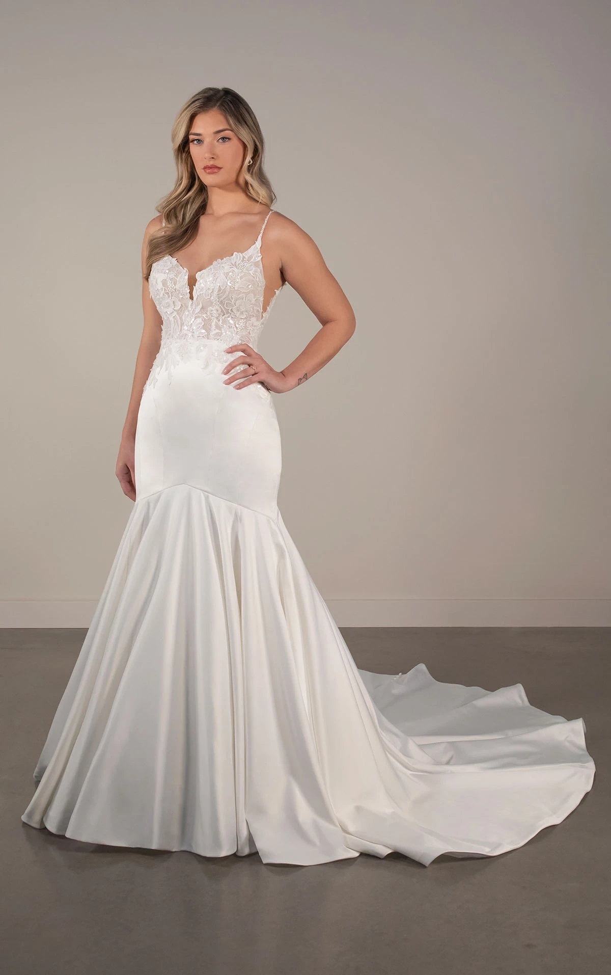 Fit-and-Flare Wedding Dress with 3D Floral Lace, PA1405, byOxford Street