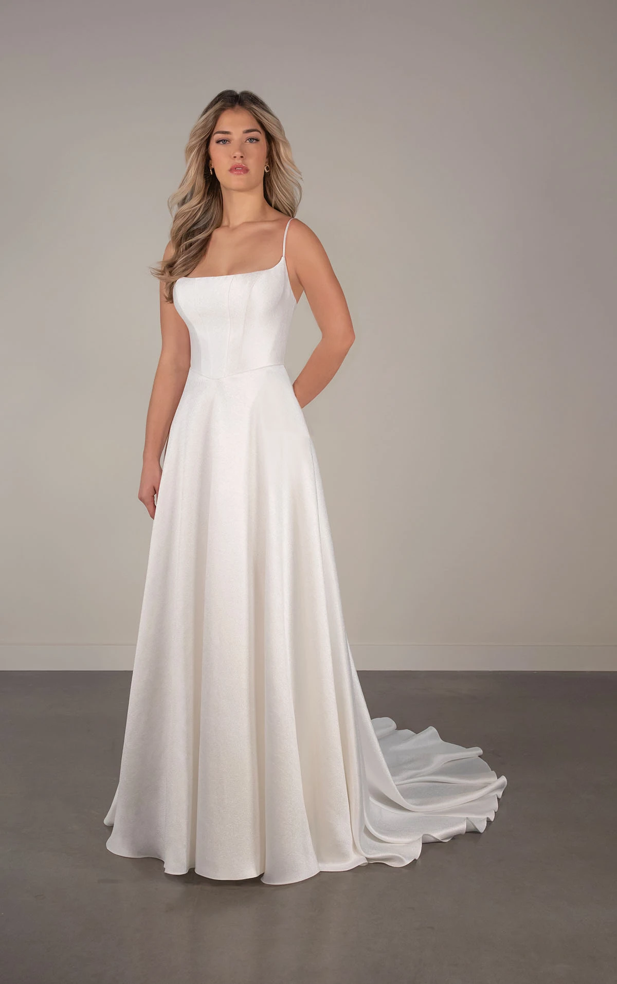 Square Neckline A-Line Wedding Dress in Satin Mikado, PA1403, byOxford Street