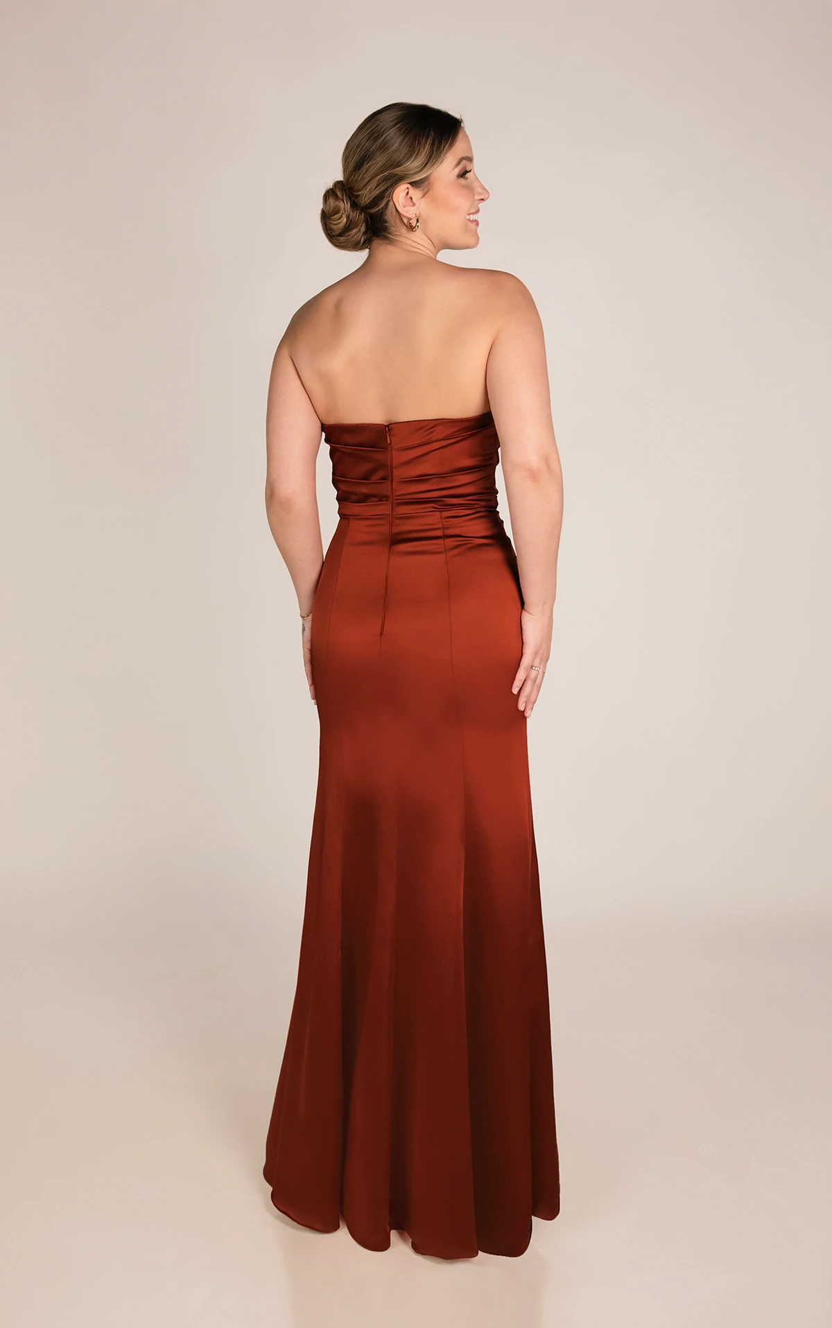 9904 Long Strapless Charmeuse Column Bridesmaid Dress with Sweetheart Neckline  by Sorella Vita