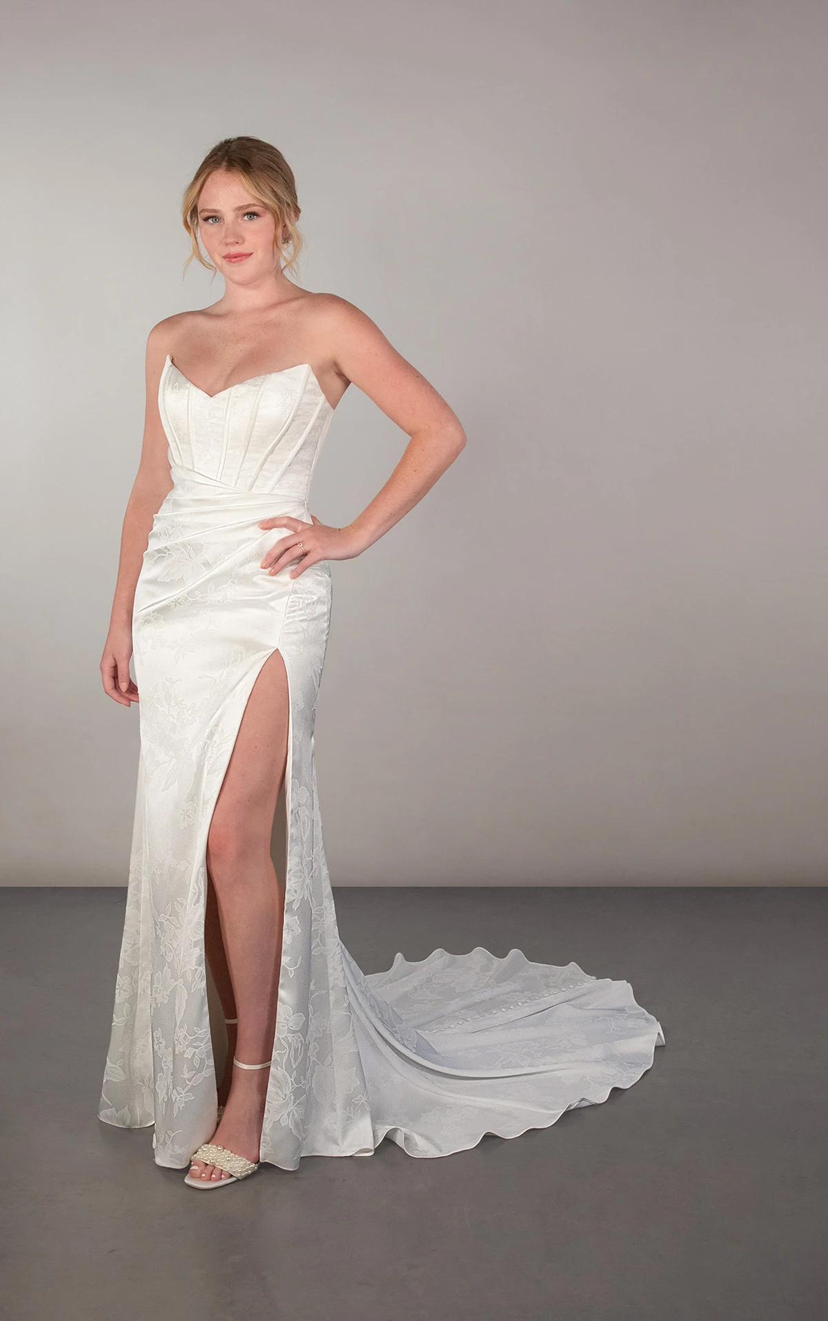 Strapless Sheath Wedding Dress with a Slit, PA1431, byOxford Street