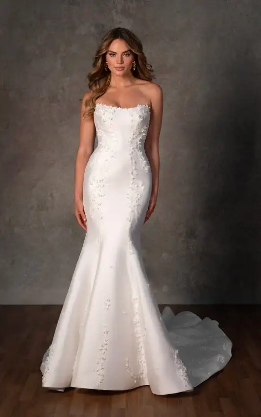 Fit and Flare Wedding Dress with Cat Eye Neckline, D4257, by Essense of Australia alternate image