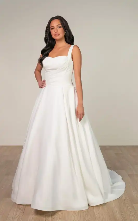 Timeless Satin A-Line Wedding Dress with Sweetheart Neckline and Ruched Bodice, SY8178, by Stella York alternate image