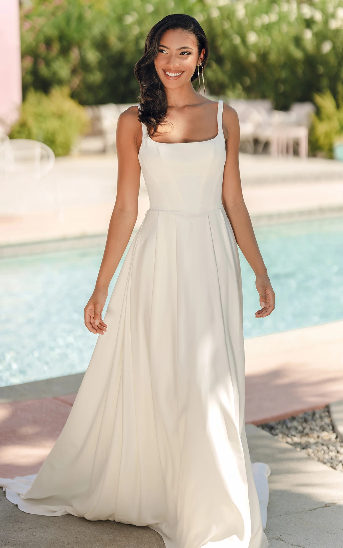 A-Linien-Brautkleid aus matterm Satin mit Karree-Ausschnitt und breiten Trägern, SY8180, byStella York