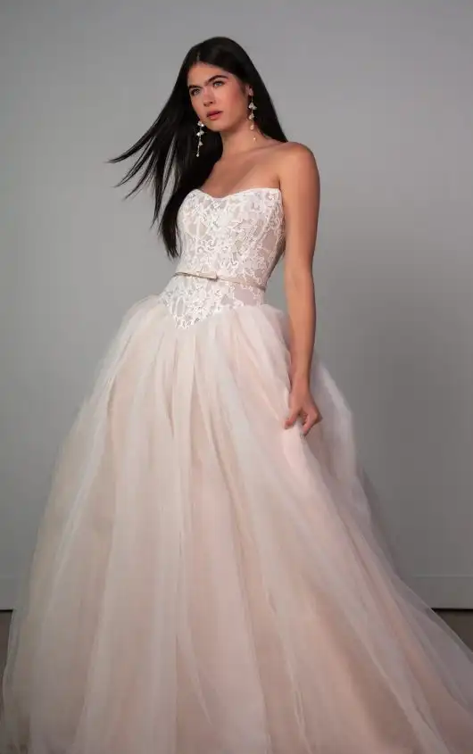 Strapless Lace Ballgown Wedding Dress with Detachable Velvet Bow, SY8189, by Stella York alternate image