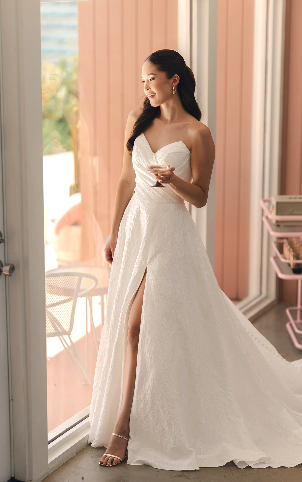 sy8191 A-Linien-Brautkleid mit herzförmigem Ausschnitt und hohem Beinschlitz  by Stella York