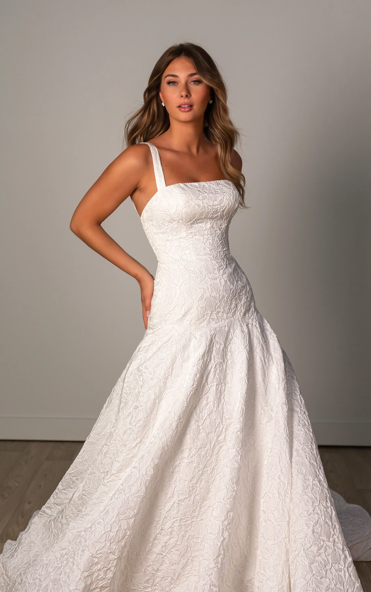 Fit-and-Flare-Brautkleid aus Jacquard mit tiefer Taille, SY8202, byStella York