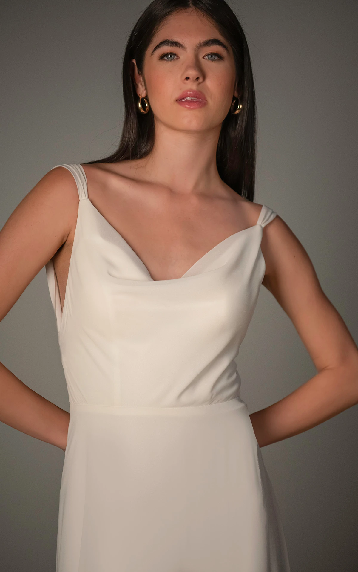 sy8255 Chiffon A-line Wedding Dress with Cowl Neckline and Low V-Back by Stella York