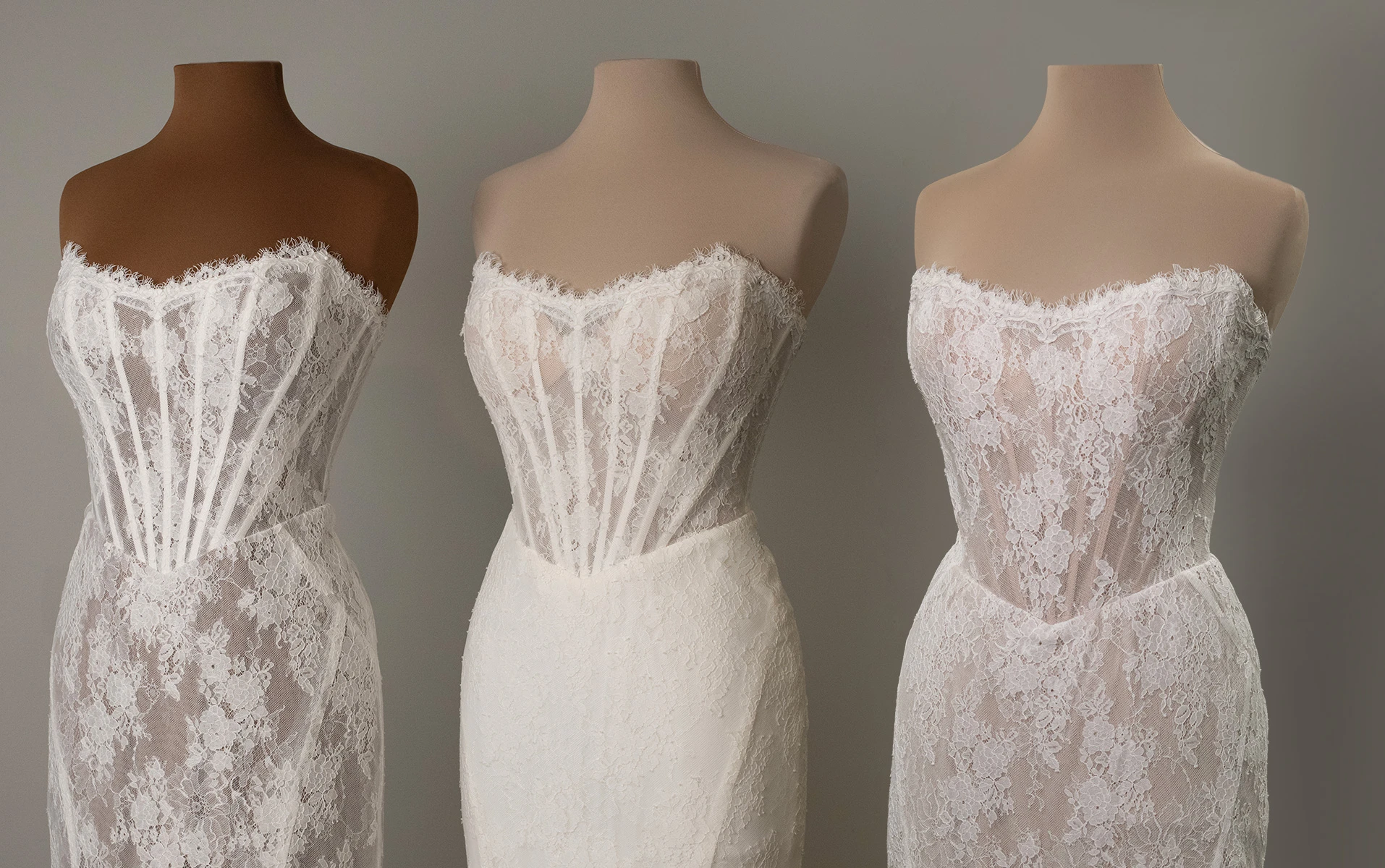 d4287 Strapless Chantilly Lace Column Gown with Detachable Sheer Lace Sleeves  by Essense of Australia